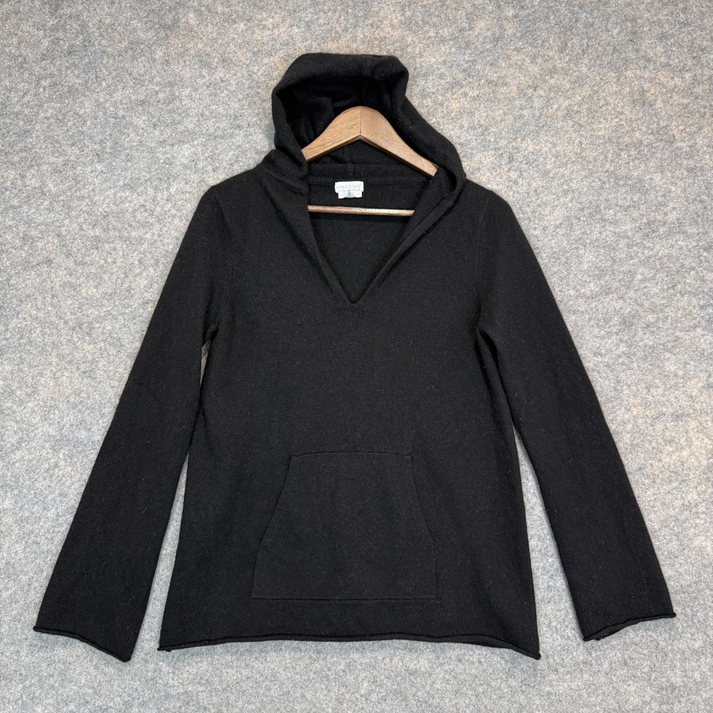 A Pea in the Pod 100% Cashmere V Neck Hoodie Sweater Womens Small Pockets Soft